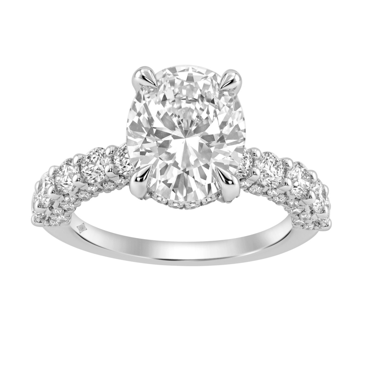 14K White Gold 5 1/2Ct Oval & Round Diamond Engagement Ring Women Bridal Wedding Ring 4Ct Oval Center Stone (Color F-G -Clarity Vs1/Vs2) 1 14K White Gold 5 1/2Ct Oval & Round Diamond Engagement Ring Women Bridal Wedding Ring 4Ct Oval Center Stone (Color F-G -Clarity Vs1/Vs2) - Image 1