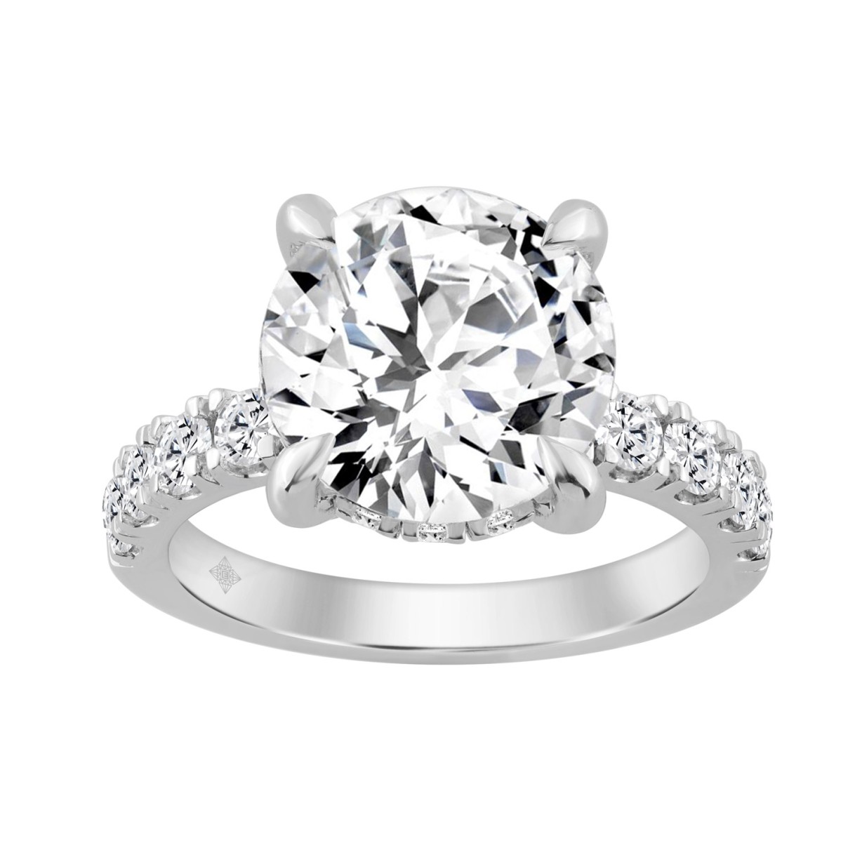 14K WHITE GOLD 6.00CT ROUND DIAMOND LADIES RING (CENTER STONE ROUND DIAMOND 5.00CT) 1 14K WHITE GOLD 6.00CT ROUND DIAMOND LADIES RING (CENTER STONE ROUND DIAMOND 5.00CT) - Image 1