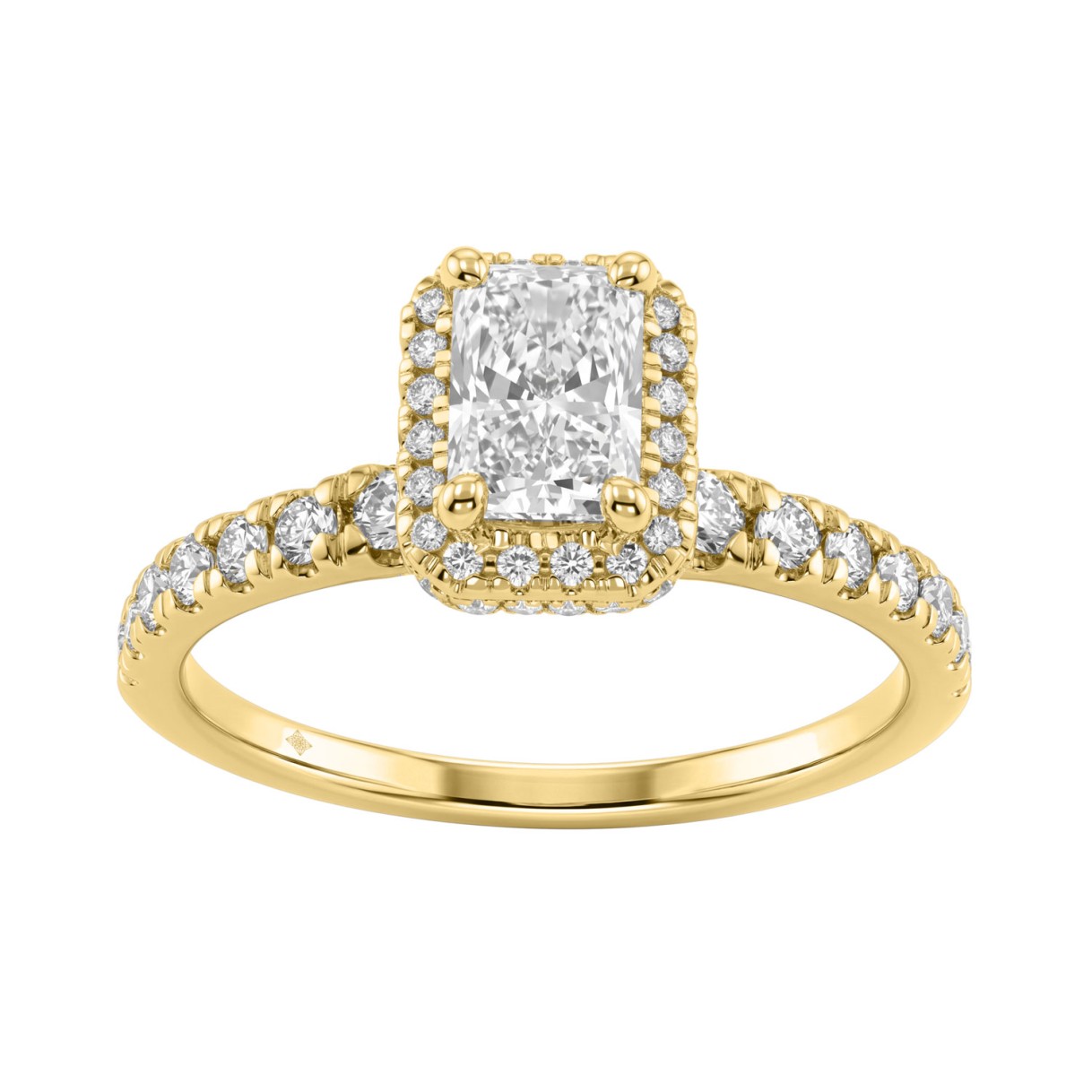 1 1/4Ct Radiant & Round Lab-Grown Diamond Ring In 14K Yellow Gold Ladies Engagement Ring 3/4Ct Radiant Center Stone (Color F-G -Clarity Vs1/Vs2) 1 1 1/4Ct Radiant & Round Lab-Grown Diamond Ring In 14K Yellow Gold Ladies Engagement Ring 3/4Ct Radiant Center Stone (Color F-G -Clarity Vs1/Vs2) - Image 1