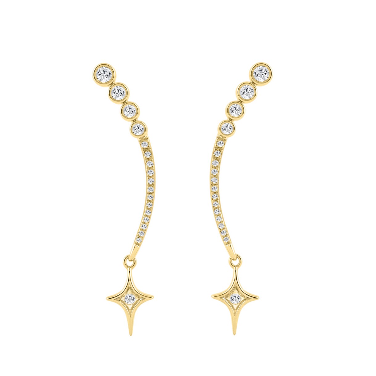 10K Yellow Gold Lab-Grown Diamond Star Drop Ladies Earrings 1/3Ct Round Dangle Earrings (Color F-G -Clarity Vs1/Vs2) 1 10K Yellow Gold Lab-Grown Diamond Star Drop Ladies Earrings 1/3Ct Round Dangle Earrings (Color F-G -Clarity Vs1/Vs2) - Image 1