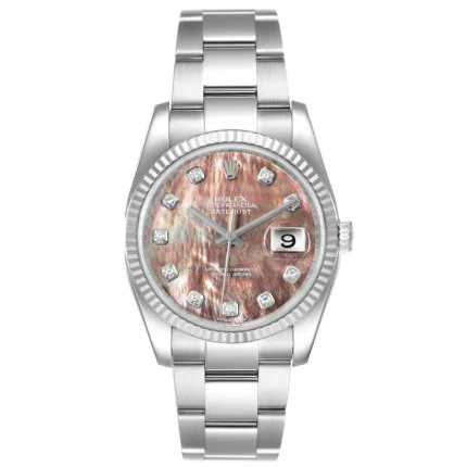 Rolex Datejust Black Mother of Pearl Diamond Dial on Oyster Bracelet Ref 116234