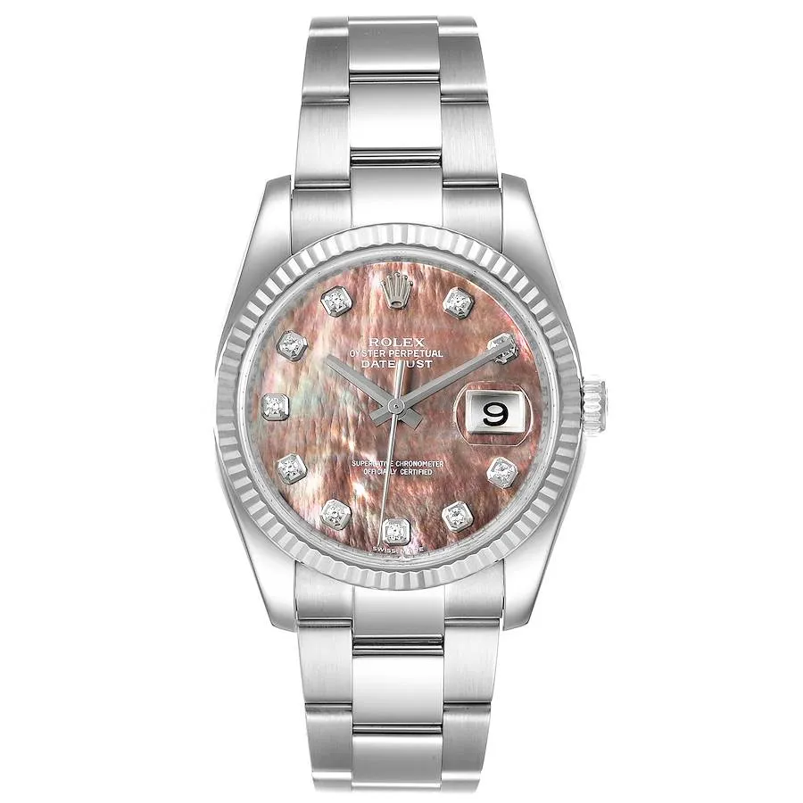 Rolex Datejust Black Mother of Pearl Diamond Dial on Oyster Bracelet Ref 116234 1 Rolex Datejust Black Mother of Pearl Diamond Dial on Oyster Bracelet Ref 116234 - Image 1