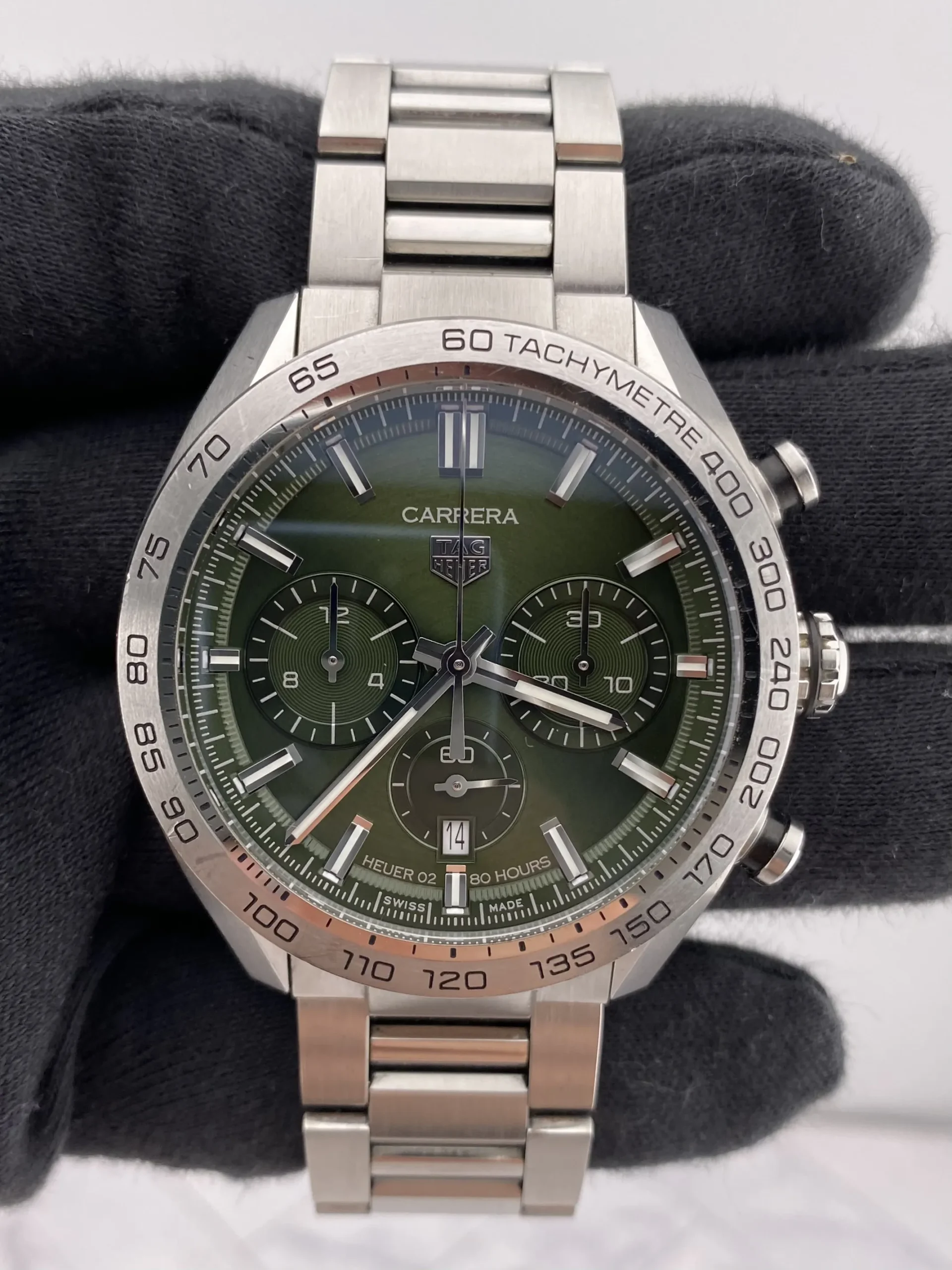 Tag Heuer Carrera Automatic Chronograph Green Dial on Bracelet Ref CBN2A10.BA0643 with Card 2020 1 Tag Heuer Carrera Automatic Chronograph Green Dial on Bracelet Ref CBN2A10.BA0643 with Card 2020 - Image 1
