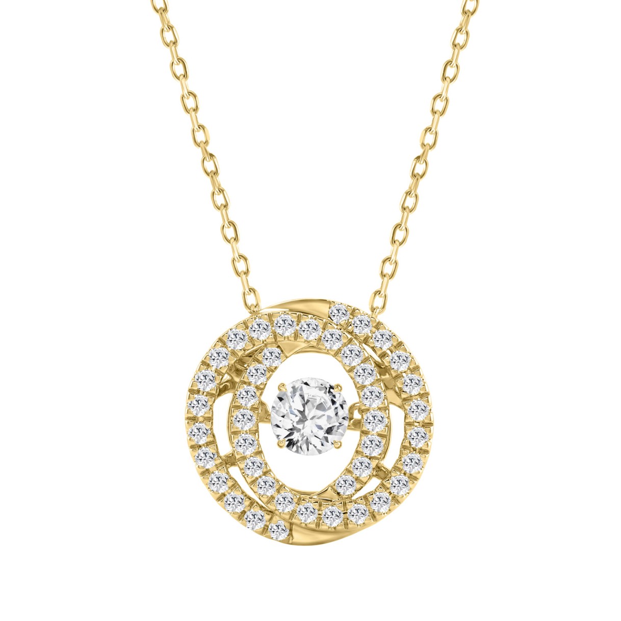 14K YELLOW GOLD 1.00CT ROUND DIAMOND LADIES PENDANT WITH CHAIN (CENTER STONE ROUND DIAMOND 1/2CT) 1 14K YELLOW GOLD 1.00CT ROUND DIAMOND LADIES PENDANT WITH CHAIN (CENTER STONE ROUND DIAMOND 1/2CT) - Image 1