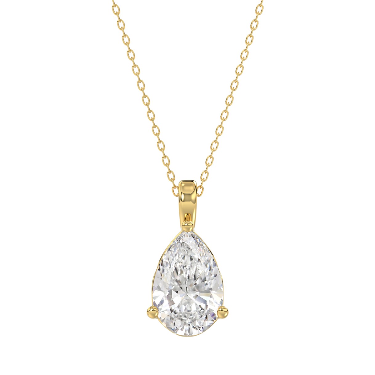 LADIES SOLITAIRE PENDANT 3CT PEAR DIAMOND 14K YELLOW GOLD 1 LADIES SOLITAIRE PENDANT 3CT PEAR DIAMOND 14K YELLOW GOLD - Image 1