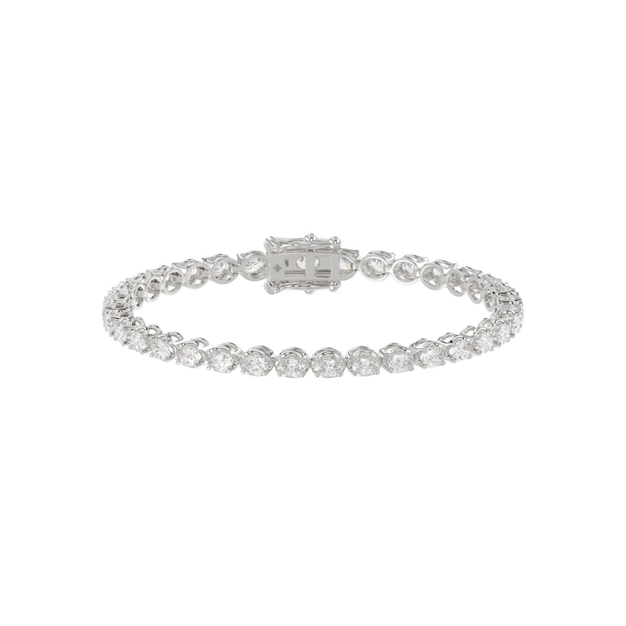 Fancy Oval Shape Diamond Ladies Tennis Bracelet in 14K White Gold 4CT (Color F-G -Clarity VS1/VS2) 1 Fancy Oval Shape Diamond Ladies Tennis Bracelet in 14K White Gold 4CT (Color F-G -Clarity VS1/VS2) - Image 1