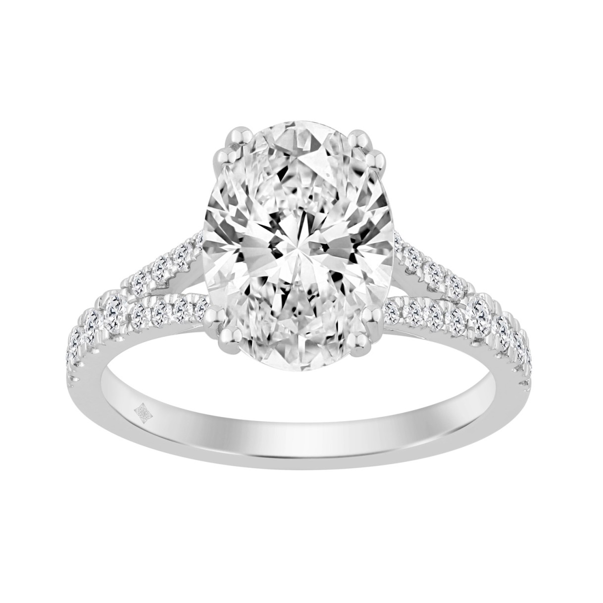 14K WHITE GOLD 2 3/4CT ROUND/OVAL DIAMOND LADIES BRIDAL RING (CENTER STONE OVAL DIAMOND 2 1/2CT) 1 14K WHITE GOLD 2 3/4CT ROUND/OVAL DIAMOND LADIES BRIDAL RING (CENTER STONE OVAL DIAMOND 2 1/2CT) - Image 1