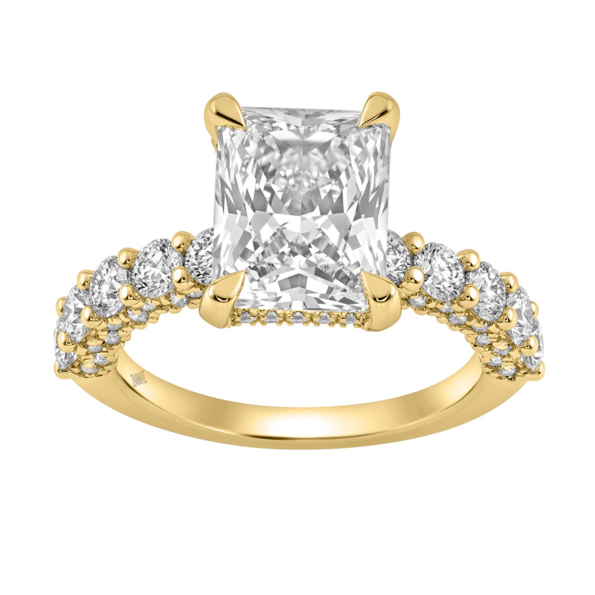 14K Yellow Gold 5 1/2Ct Radiant Cut & Round Diamond Engagement Ring Women Bridal Wedding Ring 4Ct Radiant Center Stone (Color F-G -Clarity Vs1/Vs2) 1 14K Yellow Gold 5 1/2Ct Radiant Cut & Round Diamond Engagement Ring Women Bridal Wedding Ring 4Ct Radiant Center Stone (Color F-G -Clarity Vs1/Vs2) - Image 1