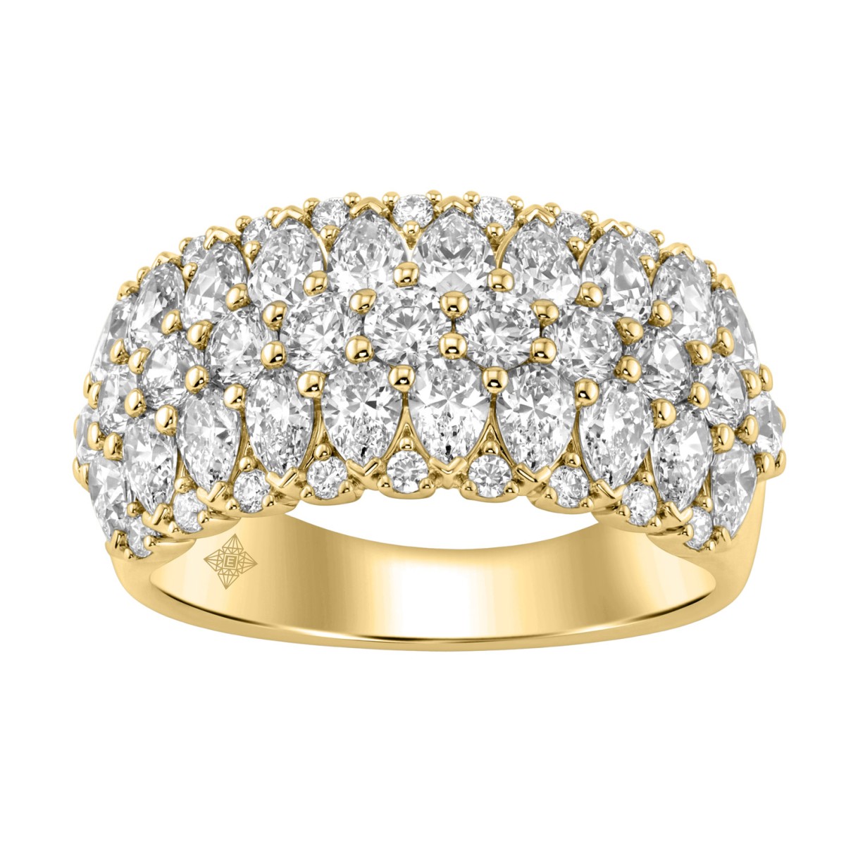 14K Yellow Gold 3.00Ct Multi Shape Diamond Ring Round, Pear & Marquise Cut Cluster Ring For Women (Color F-G -Clarity Vs1/Vs2) 1 14K Yellow Gold 3.00Ct Multi Shape Diamond Ring Round, Pear & Marquise Cut Cluster Ring For Women (Color F-G -Clarity Vs1/Vs2) - Image 1