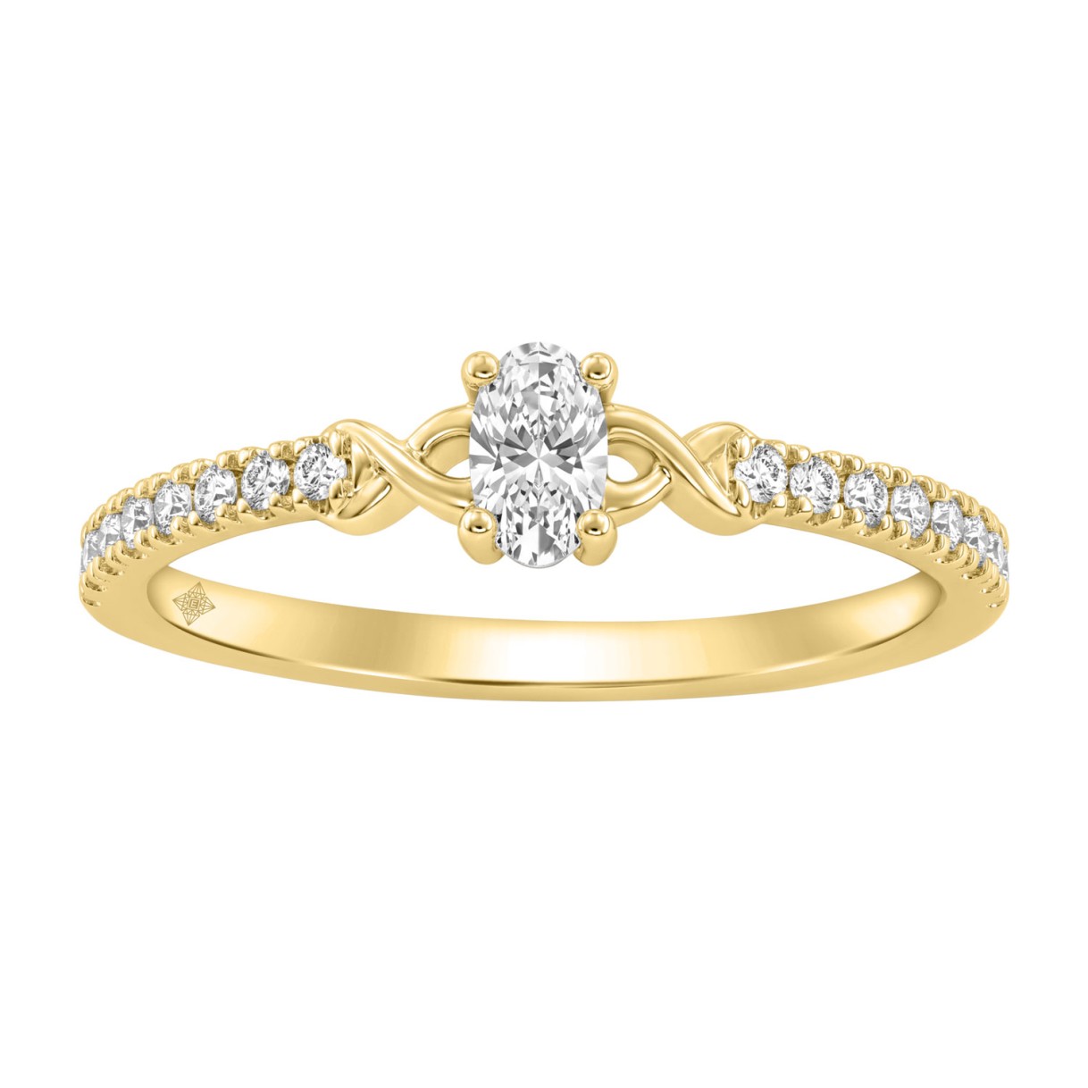 Elegant 10K Yellow Gold Oval Diamond Engagement Ring For Women 3/8 Ct Round & Oval Diamonds 1/4Ct Oval Center Stone (Color F-G -Clarity Vs1/Vs2) 1 Elegant 10K Yellow Gold Oval Diamond Engagement Ring For Women 3/8 Ct Round & Oval Diamonds 1/4Ct Oval Center Stone (Color F-G -Clarity Vs1/Vs2) - Image 1