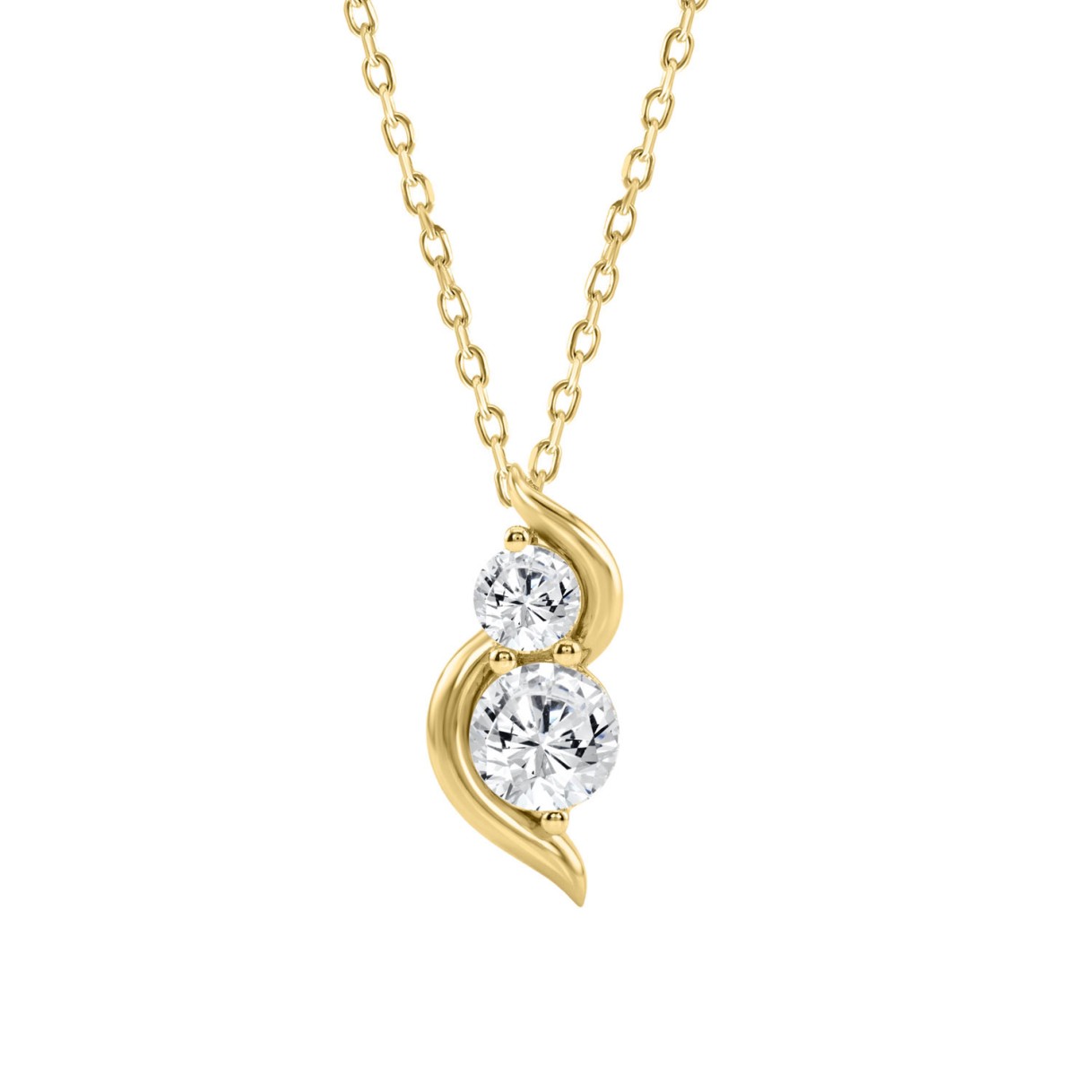 Elegant 14K Yellow Gold Ladies Pendant With 1.00Ct Round Diamonds In A Timeless Two-Stone Design. Complete With Chain And Perfect For Gifting. 1 Elegant 14K Yellow Gold Ladies Pendant With 1.00Ct Round Diamonds In A Timeless Two-Stone Design. Complete With Chain And Perfect For Gifting. - Image 1