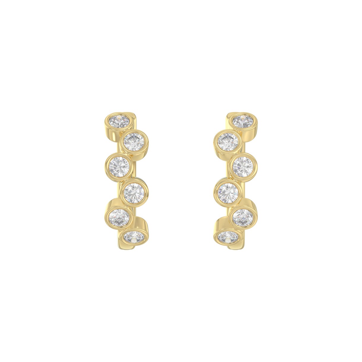Elegant Ladies 10K Yellow Gold 3/4CT Round Lab Grown Diamond Fancy Hoop Earrings (Color F-G -Clarity VS1/VS2) 1 Elegant Ladies 10K Yellow Gold 3/4CT Round Lab Grown Diamond Fancy Hoop Earrings (Color F-G -Clarity VS1/VS2) - Image 1