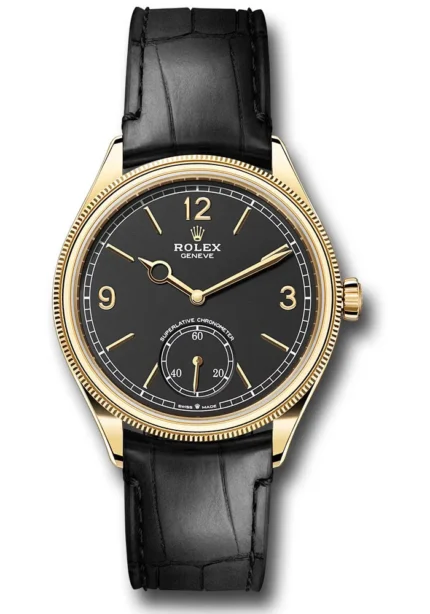Rolex 1908 Black Dial on Leather Strap Ref 52508 with New Style Card (green) 2024