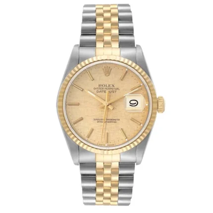 Rolex Datejust Champagne Linen Stick Dial on D-Link Jubilee Ref 16233