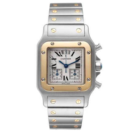 Cartier Santos Chronoflex White Roman Dial on 2-Tone Bracelet Ref 2425