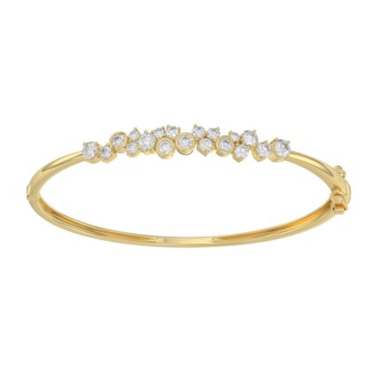 14K Yellow Gold Ladies Flexible Bangle 1 3/4CT Round Cut Diamonds (Color F-G -Clarity VS1/VS2)