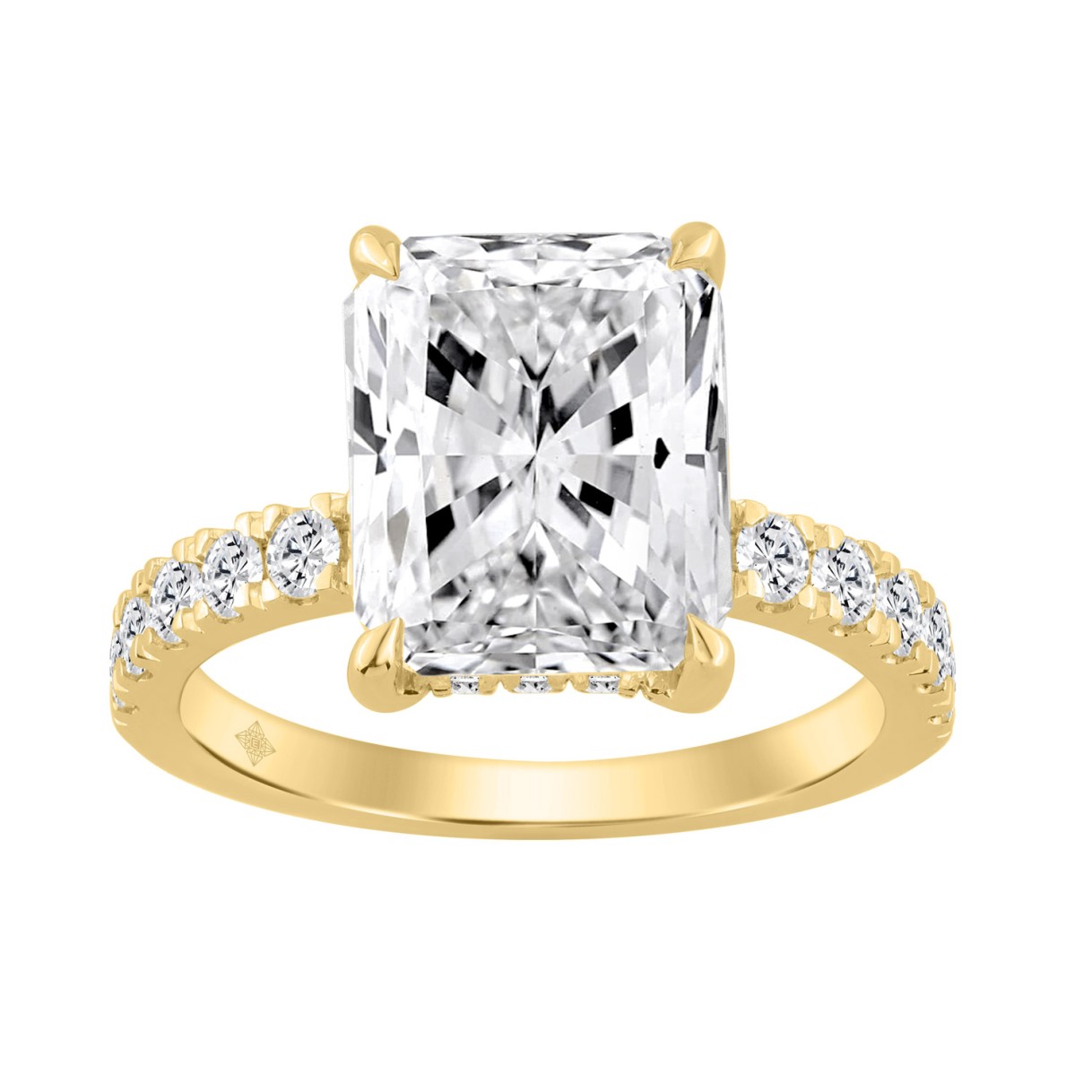 14K YELLOW GOLD 4 3/4CT ROUND/RADIANT DIAMOND LADIES RING (CENTER STONE RADIANT DIAMOND 4CT) 1 14K YELLOW GOLD 4 3/4CT ROUND/RADIANT DIAMOND LADIES RING (CENTER STONE RADIANT DIAMOND 4CT) - Image 1