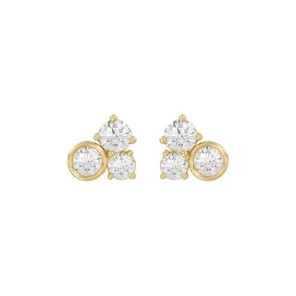 Classic 10K Yellow Gold Round Lab Grown Diamond Ladies Fashion Earring 3/4Ct (Color F-G -Clarity Vs1/Vs2)