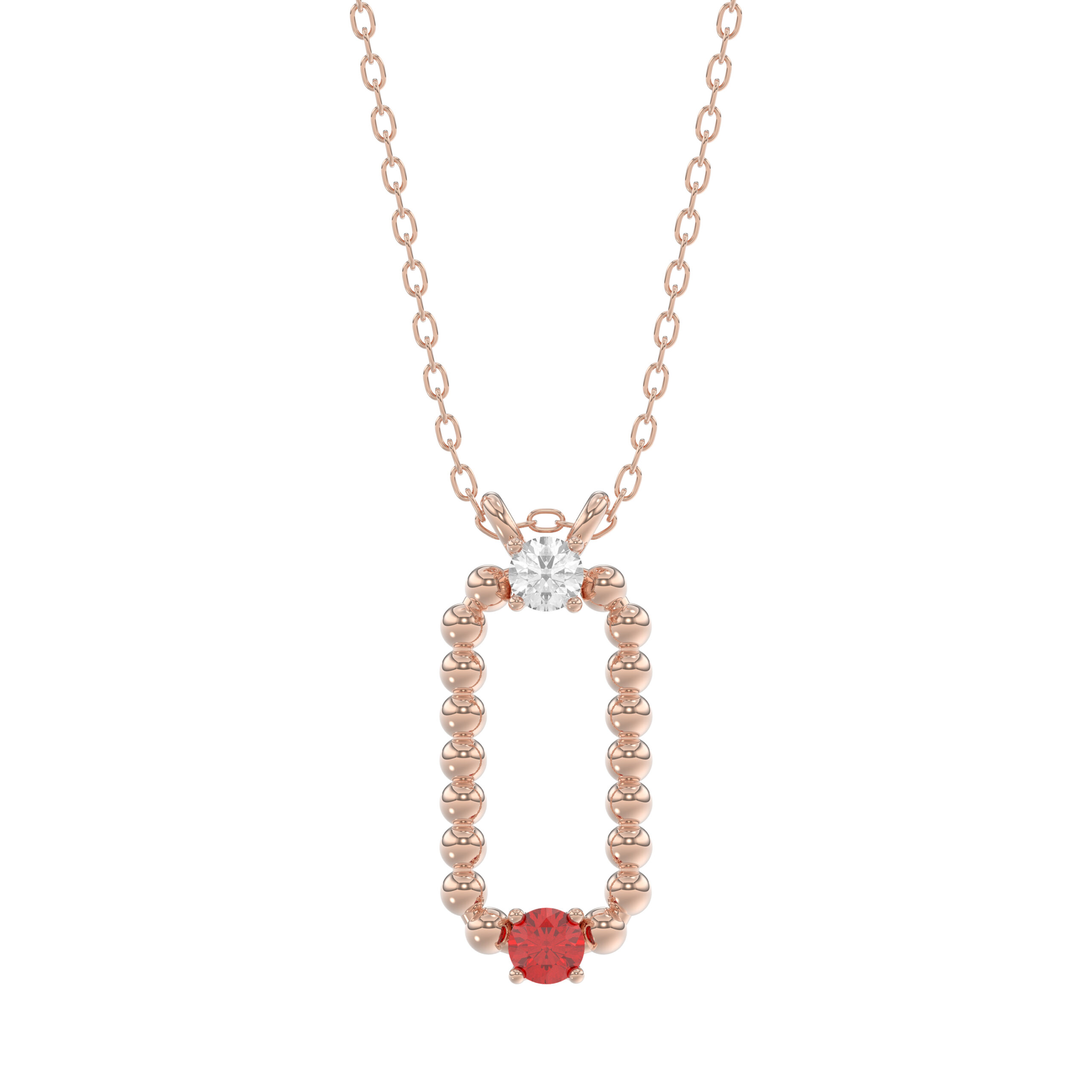 14K Rose Gold 0.15Ct Ruby & Diamond Necklace For Women Natural Round Ruby Ladies Fine Jewelry 1 14K Rose Gold 0.15Ct Ruby & Diamond Necklace For Women Natural Round Ruby Ladies Fine Jewelry - Image 1
