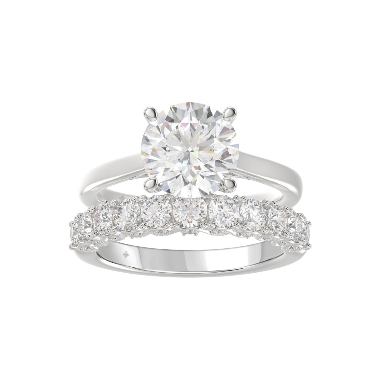14K WHITE GOLD 4.00CT ROUND DIAMOND LADIES BRIDAL SET (CENTER STONE ROUND DIAMOND 3.00CT) 1 14K WHITE GOLD 4.00CT ROUND DIAMOND LADIES BRIDAL SET (CENTER STONE ROUND DIAMOND 3.00CT) - Image 1