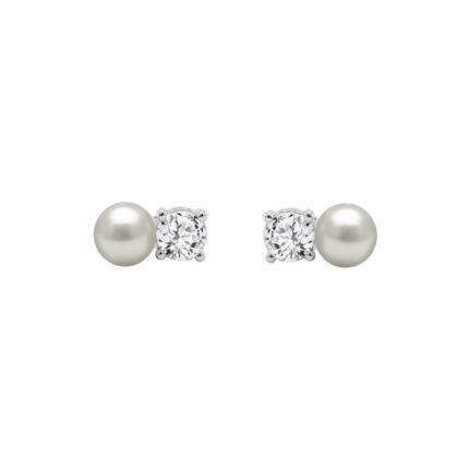 10K WHITE GOLD 1/4CT ROUND DIAMOND PEARL FASHION LADIES EARRINGS CLASSIC FINE JEWELRY FOR HER (COLOR F-G CLARITY VS1/VS2)