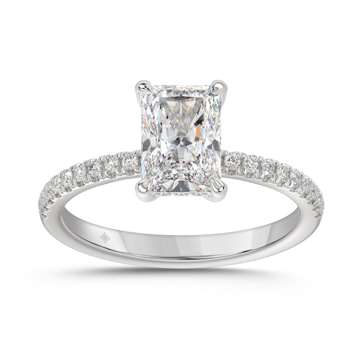 14K WHITE GOLD 1 3/4CT ROUND/RADIANT DIAMOND LADIES RING (CENTER STONE RADIANT DIAMOND 1 1/2CT) 1 14K WHITE GOLD 1 3/4CT ROUND/RADIANT DIAMOND LADIES RING (CENTER STONE RADIANT DIAMOND 1 1/2CT) - Image 1