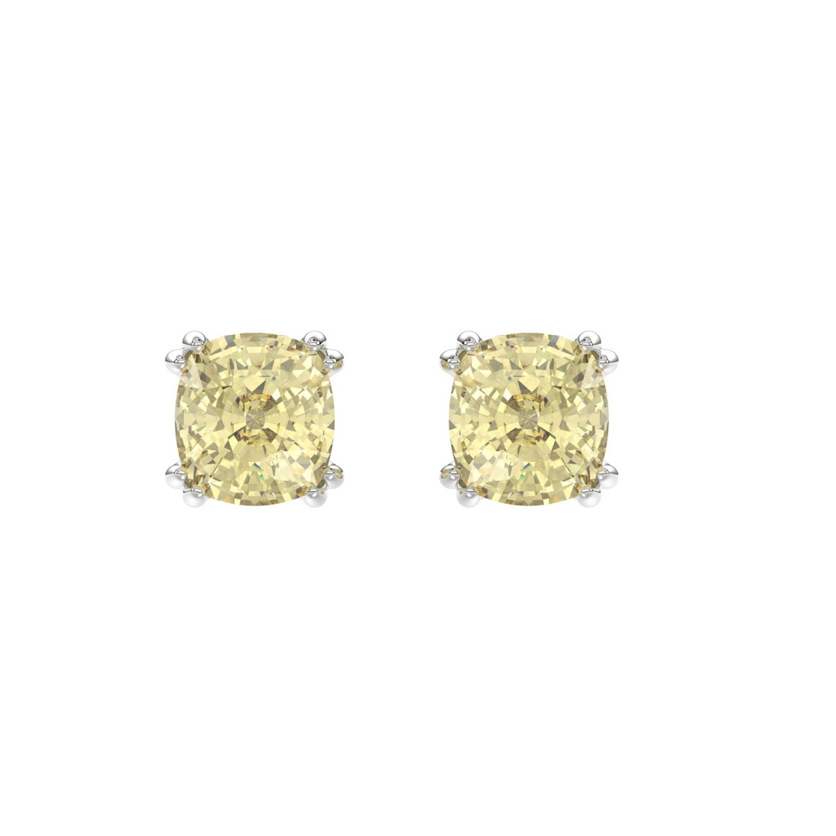 14K WHITE GOLD 2.00CT CUSHION YELLOW DIAMOND LADIES EARRINGS 1 14K WHITE GOLD 2.00CT CUSHION YELLOW DIAMOND LADIES EARRINGS - Image 1