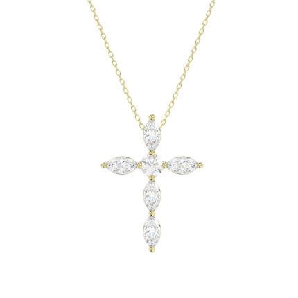 LADIES PENDANT WITH CHAIN 1 1/4CT ROUND/MARQUISE DIAMOND 14K YELLOW GOLD