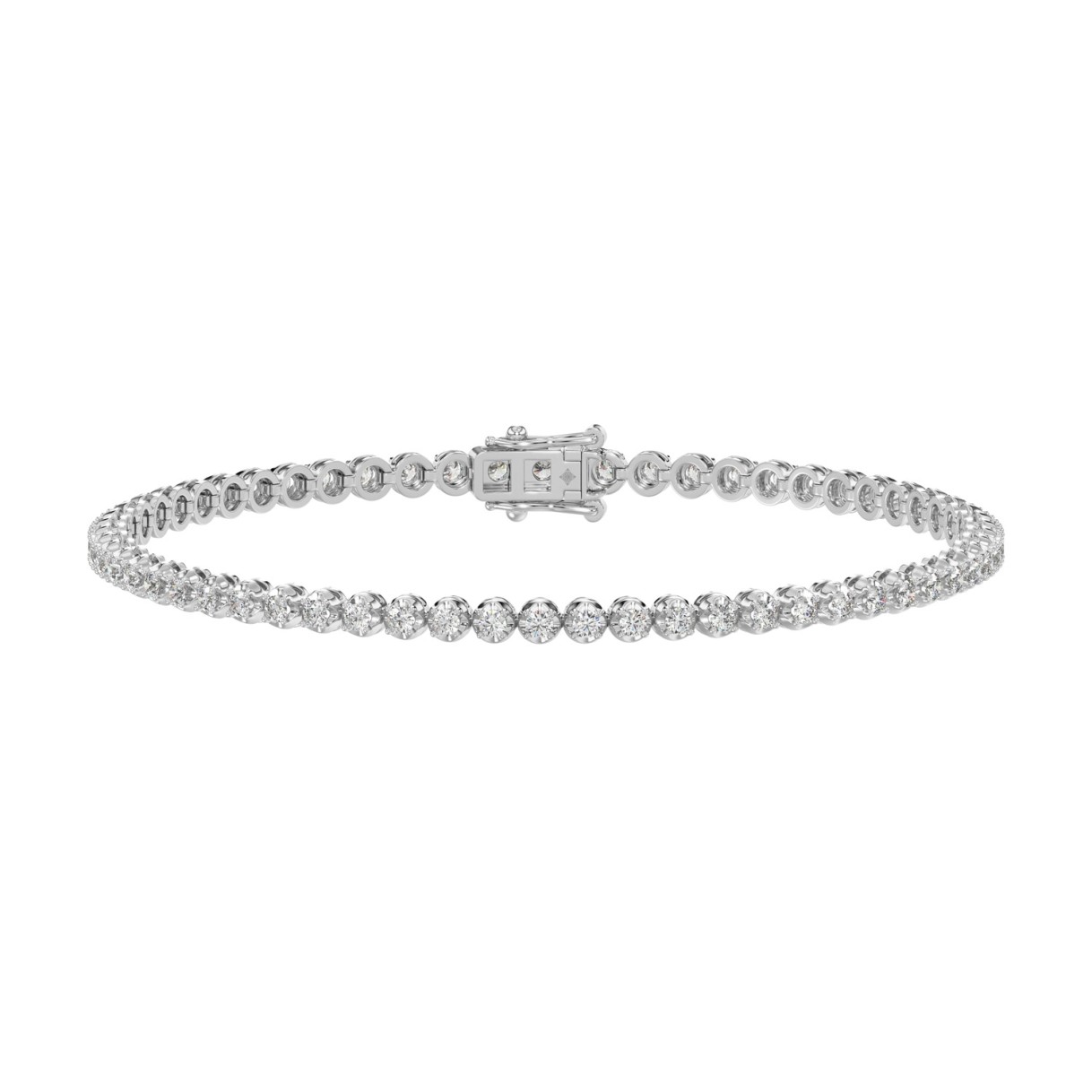 MEN'S BRACELET 2 1/2CT ROUND DIAMOND 14K WHITE GOLD 1 MEN'S BRACELET 2 1/2CT ROUND DIAMOND 14K WHITE GOLD - Image 1