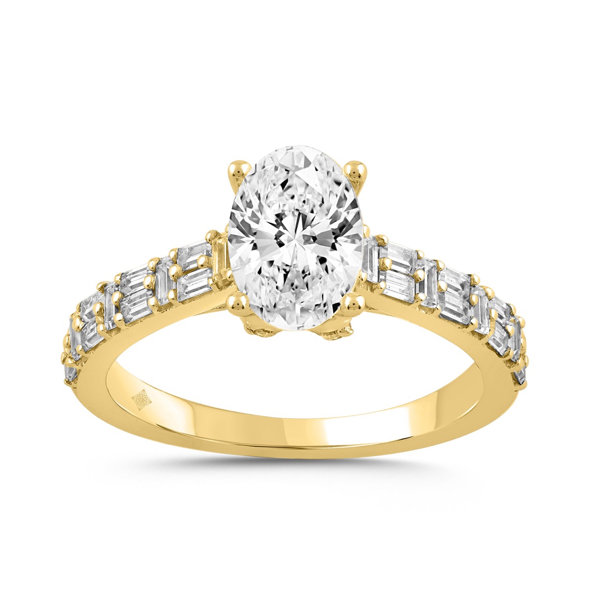 LADIES RING 2 1/2CT ROUND/BAGUETTE/OVAL DIAMOND 14K YELLOW GOLD (CENTER STONE OVAL DIAMOND 2.00CT) 1 LADIES RING 2 1/2CT ROUND/BAGUETTE/OVAL DIAMOND 14K YELLOW GOLD (CENTER STONE OVAL DIAMOND 2.00CT) - Image 1