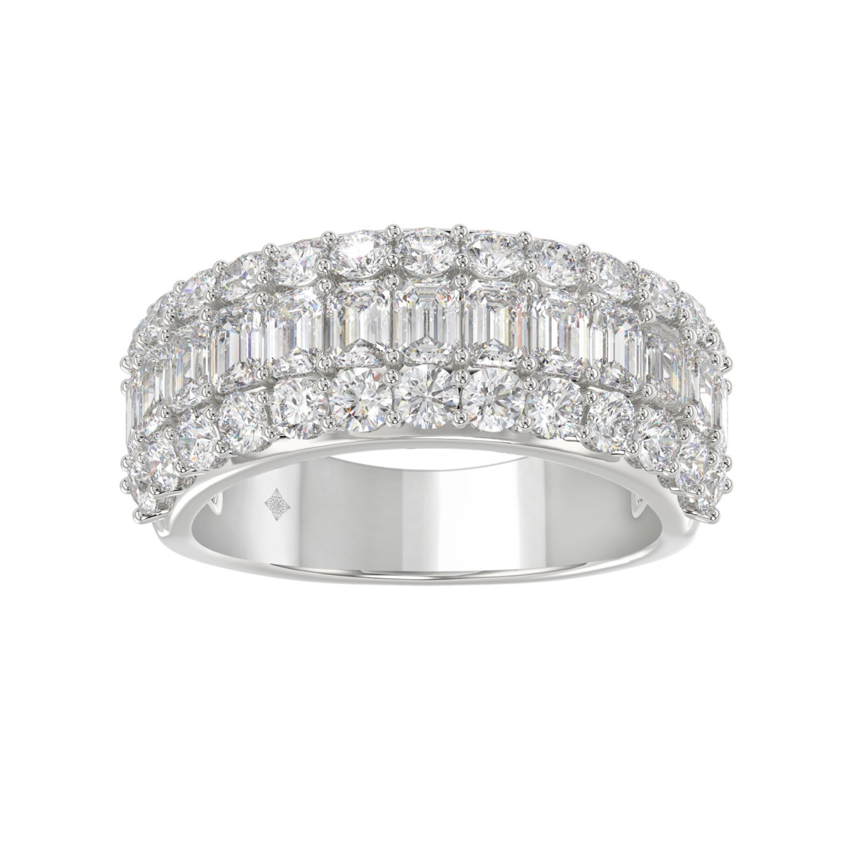 14K WHITE GOLD 2 1/2CT ROUND/EMERALD DIAMOND LADIES BAND 1 14K WHITE GOLD 2 1/2CT ROUND/EMERALD DIAMOND LADIES BAND - Image 1