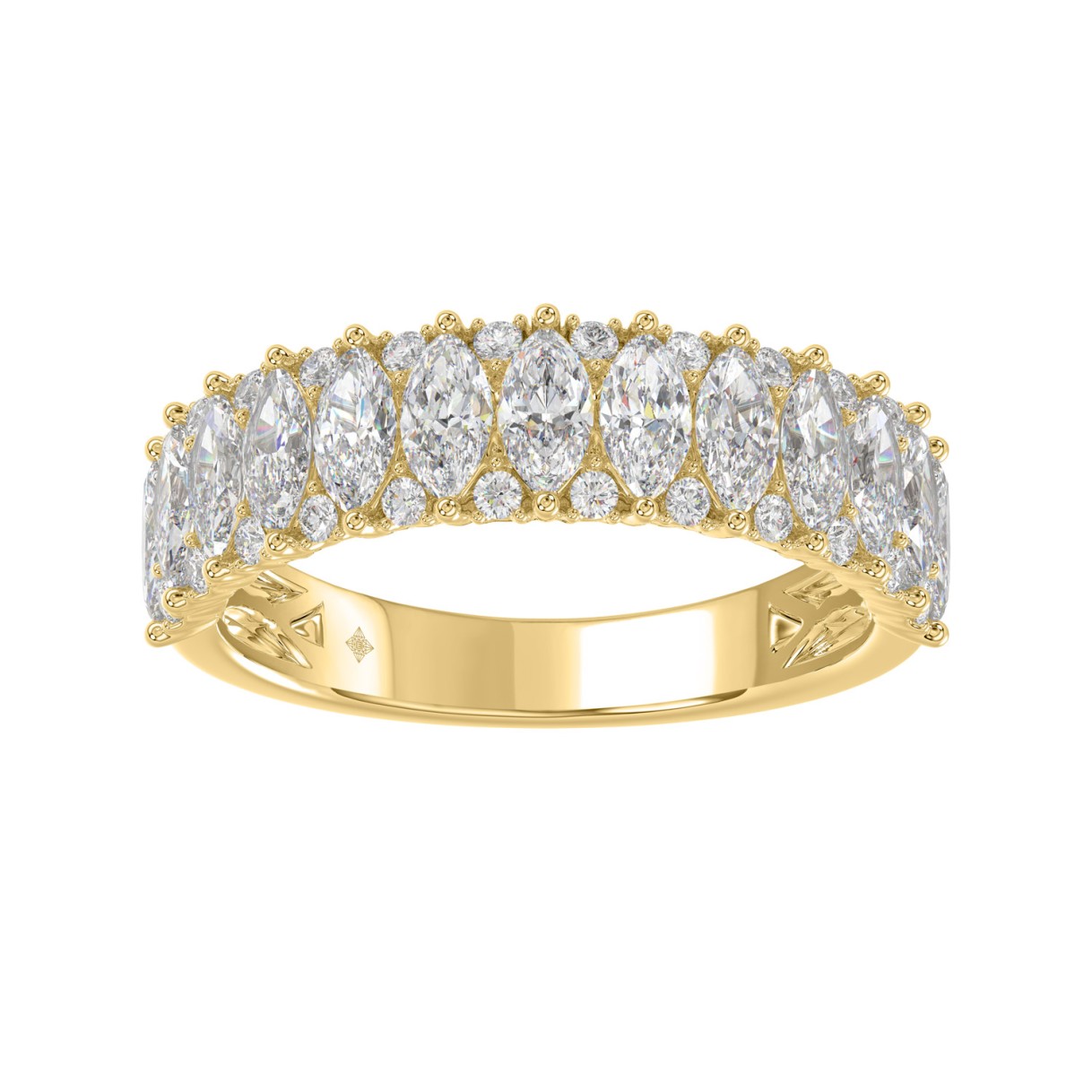 14K YELLOW GOLD 1 1/2CT ROUND/MARQUISE DIAMOND LADIES BAND 1 14K YELLOW GOLD 1 1/2CT ROUND/MARQUISE DIAMOND LADIES BAND - Image 1