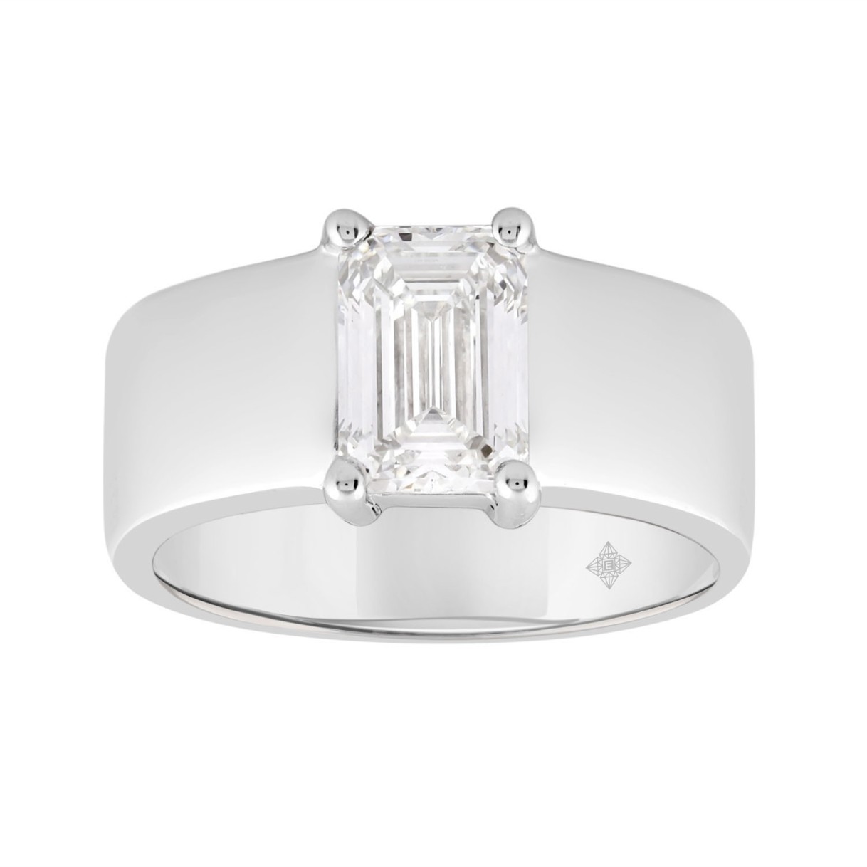 LADIES RING 2CT EMERALD DIAMOND 14K WHITE GOLD 1 LADIES RING 2CT EMERALD DIAMOND 14K WHITE GOLD - Image 1