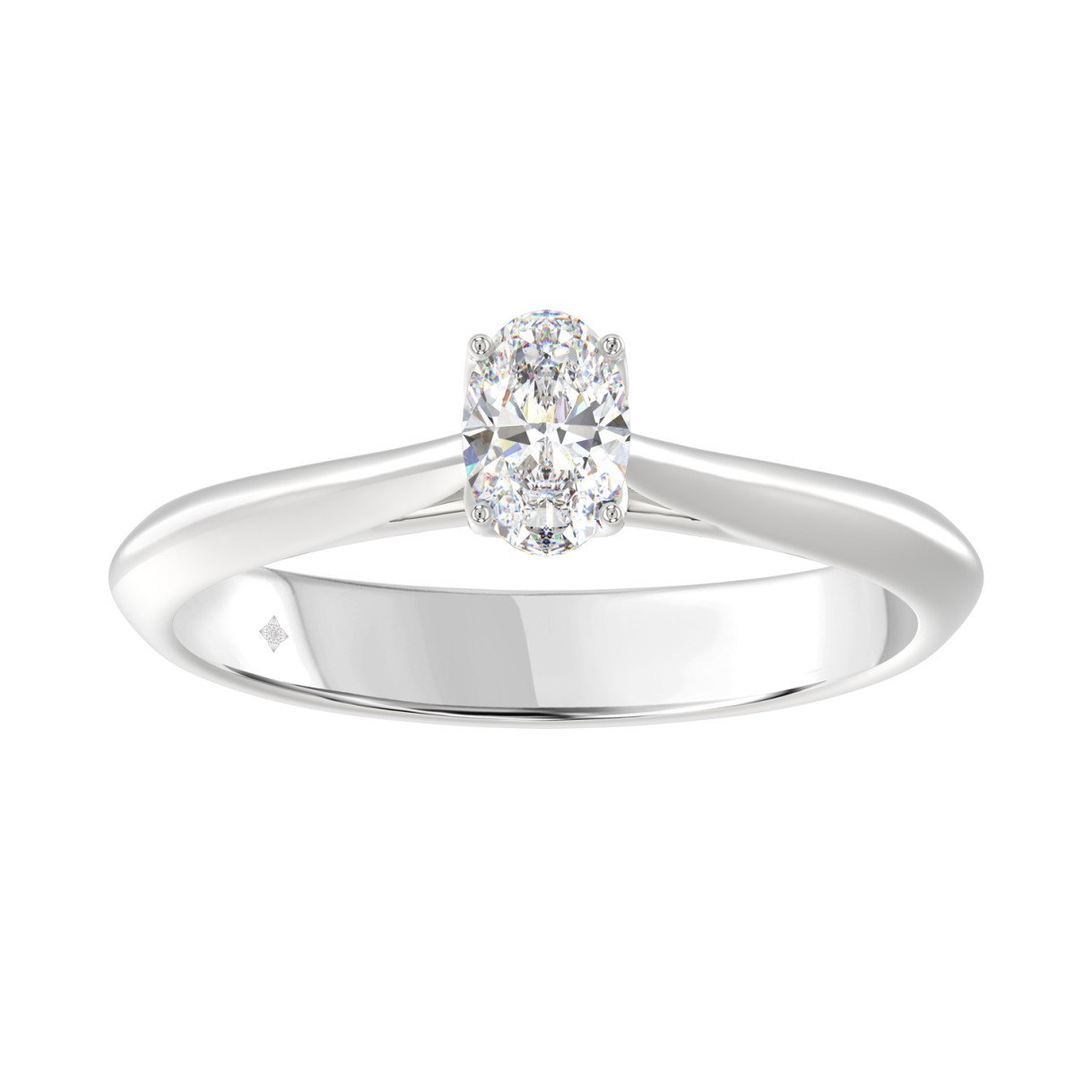 LADIES SOLITAIRE RING 1/2CT OVAL DIAMOND 14K WHITE GOLD 1 LADIES SOLITAIRE RING 1/2CT OVAL DIAMOND 14K WHITE GOLD - Image 1