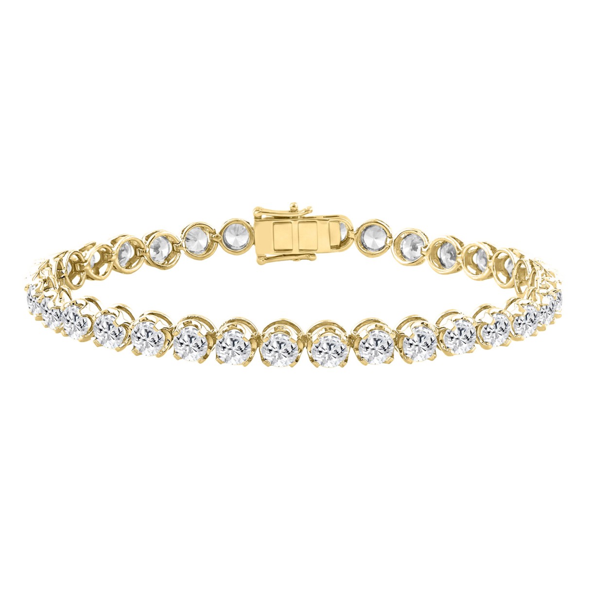 Luxury 14K Yellow Gold Round Diamond Tennis Bracelet 10.00 Ct Elegant Women Jewelry (Color F-G -Clarity Vs1/Vs2) 1 Luxury 14K Yellow Gold Round Diamond Tennis Bracelet 10.00 Ct Elegant Women Jewelry (Color F-G -Clarity Vs1/Vs2) - Image 1