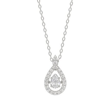 10K WHITE GOLD 3/4CT ROUND/PEAR DIAMOND LADIES PENDANT WITH CHAIN (CENTER STONE PEAR DIAMOND 1/2CT)