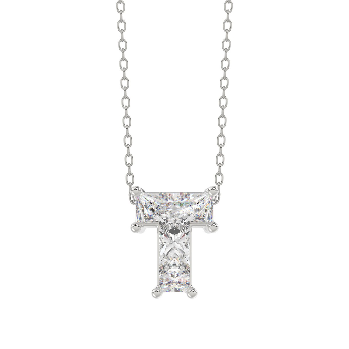 10K White Gold Diamond Initial “T” Pendant 1.00CT Fancy Cut Ladies Alphabet Charm with Chain 1 10K White Gold Diamond Initial “T” Pendant 1.00CT Fancy Cut Ladies Alphabet Charm with Chain - Image 1