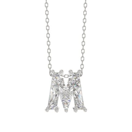 14K WHITE GOLD 1 5/8CT FANCY CUT ALPHABET DIAMOND LADIES PENDANT WITH CHAIN