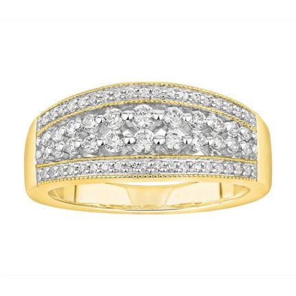 LADIES BAND 0.50CT ROUND DIAMOND 10K YELLOW GOLD