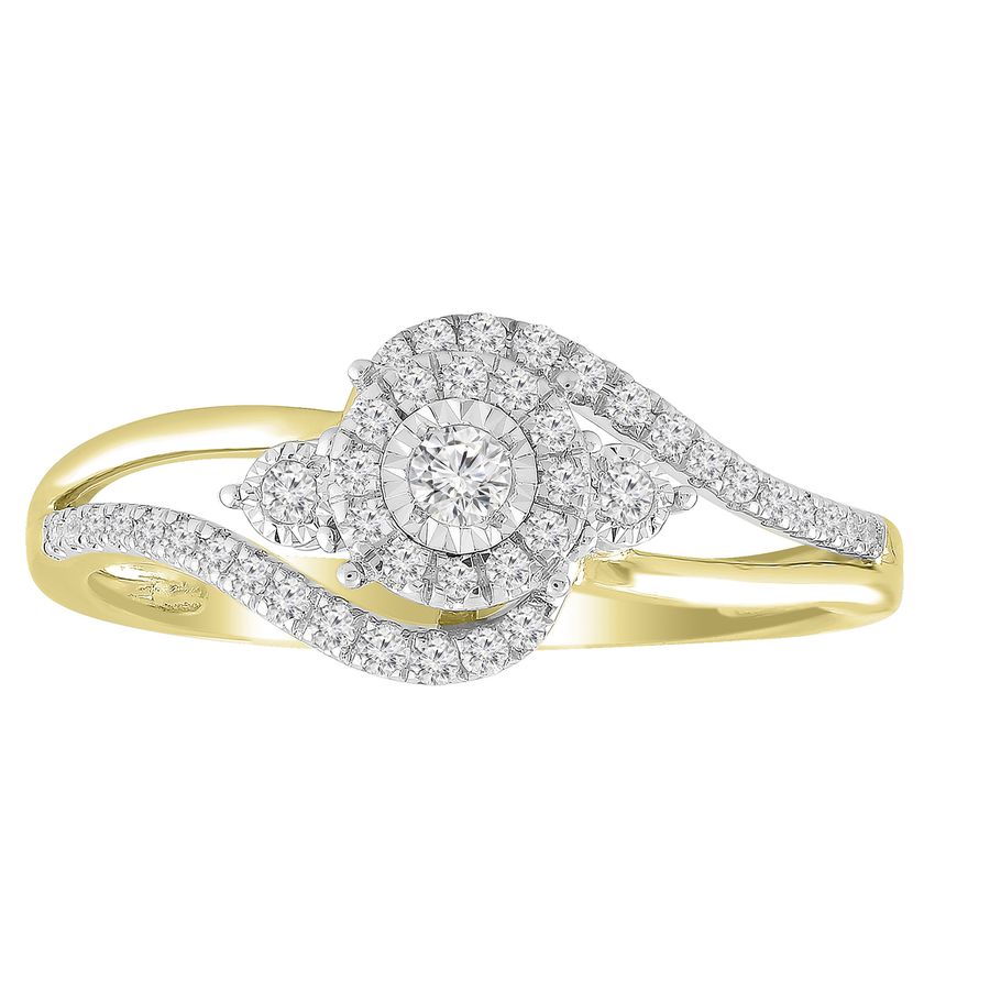 LADIES RING 0.25CT ROUND DIAMOND 10K YELLOW GOLD - Image 1