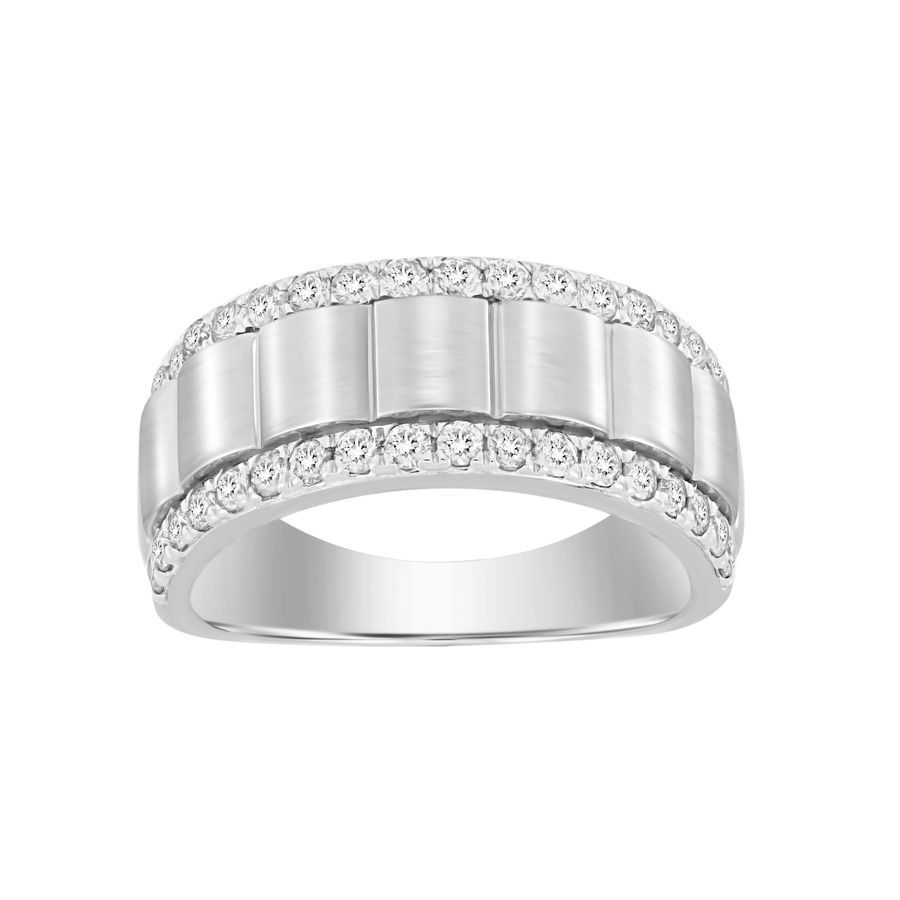 MEN'S BAND 1.00CT ROUND DIAMOND 14K WHITE GOLD - Image 1