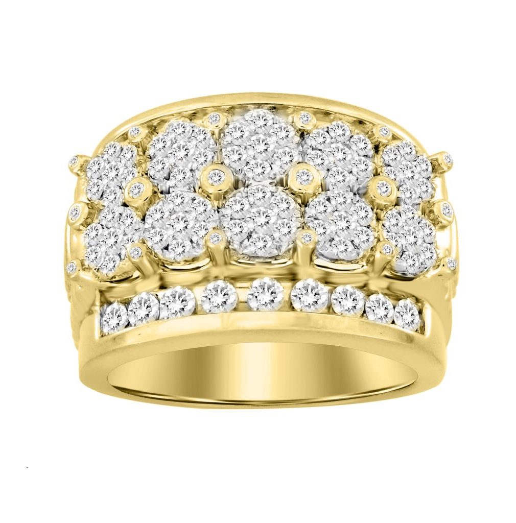 MEN'S RING 2.00CT ROUND DIAMOND 10K YELLOW GOLD - Image 1