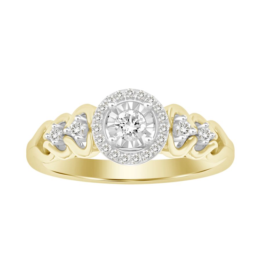 LADIES RING 0.20CT ROUND DIAMOND 10K YELLOW GOLD - Image 1