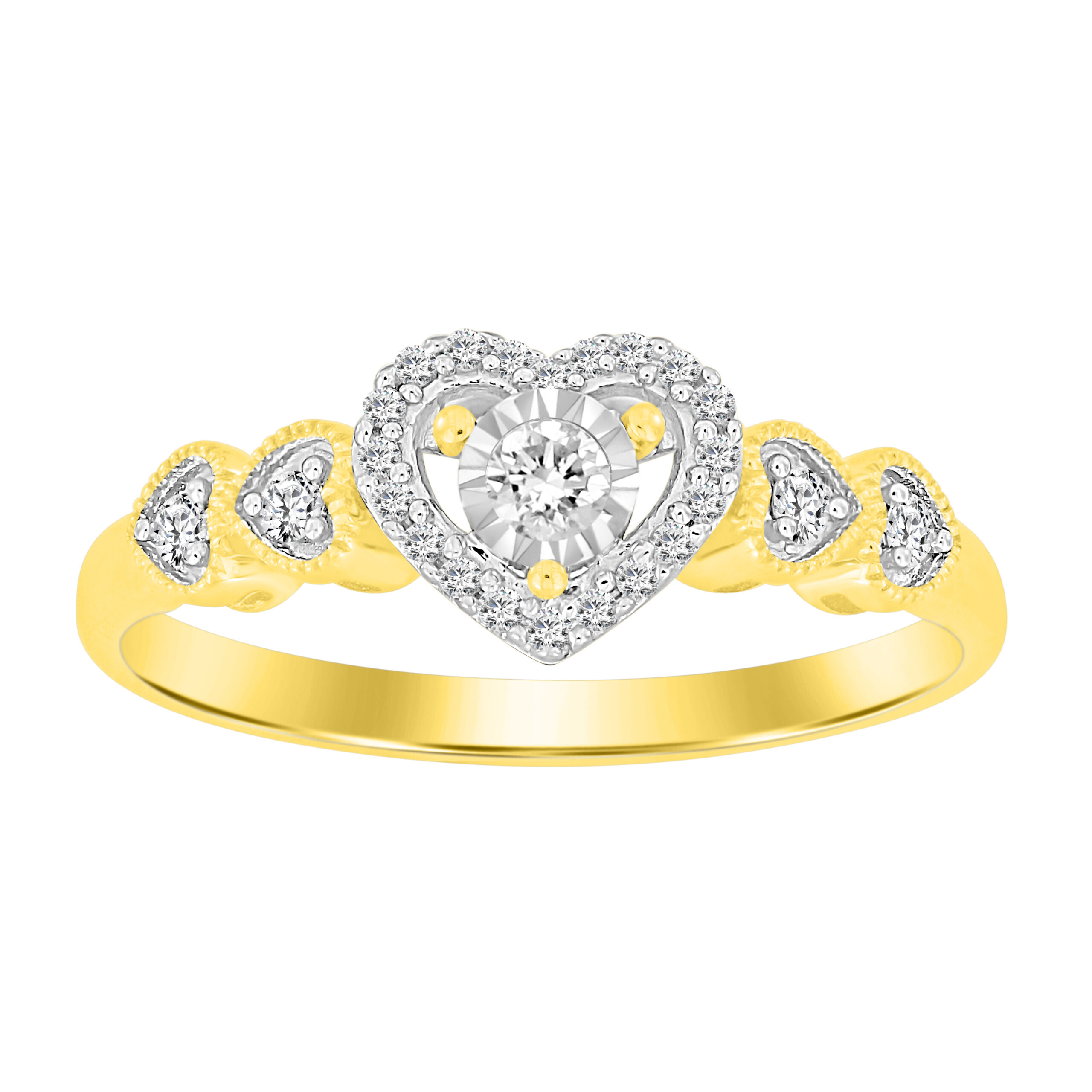 LADIES RING 0.16CT ROUND DIAMOND 10K YELLOW GOLD - Image 1
