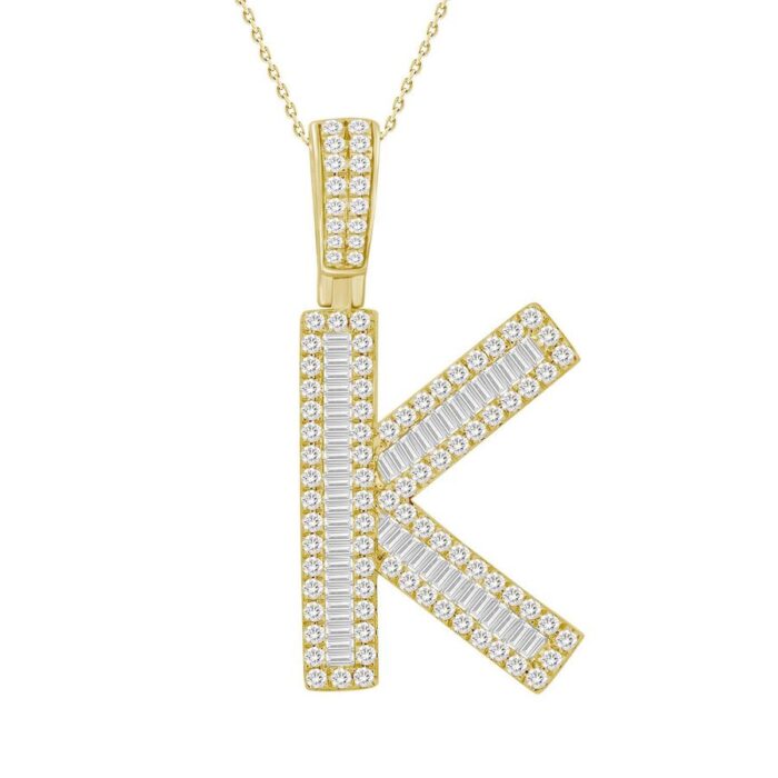 MEN'S CHARM 1.33CT ROUND/BAGUETTE DIAMOND 10K YELLOW GOLD - Image 1