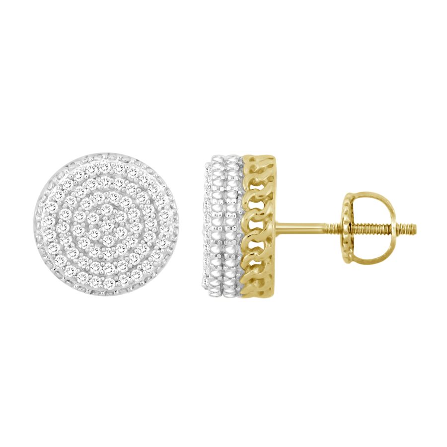 LADIES EARRINGS 0.25CT ROUND DIAMOND 10K YELLOW GOLD - Image 1