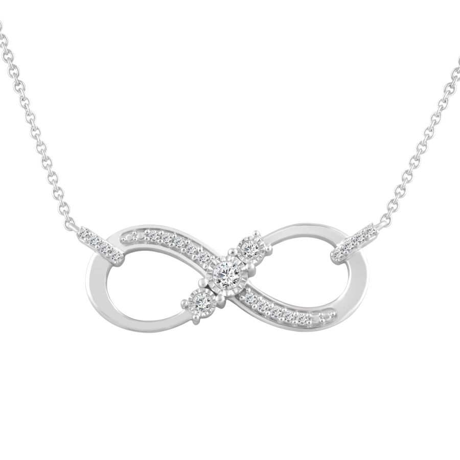 LADIES NECKLACE 0.25CT ROUND DIAMOND 10K WHITE GOLD - Image 1