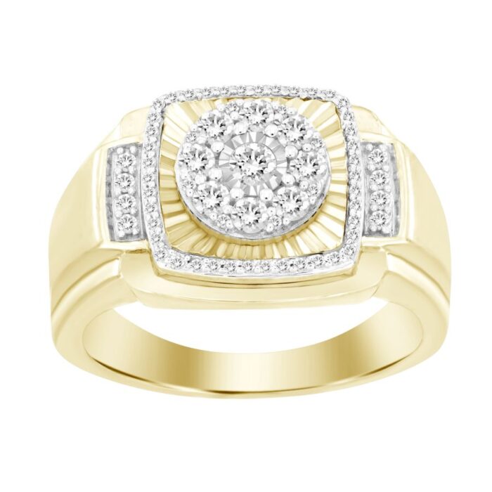 MEN'S RING 0.50CT ROUND DIAMOND 10K YELLOW GOLD - Image 1
