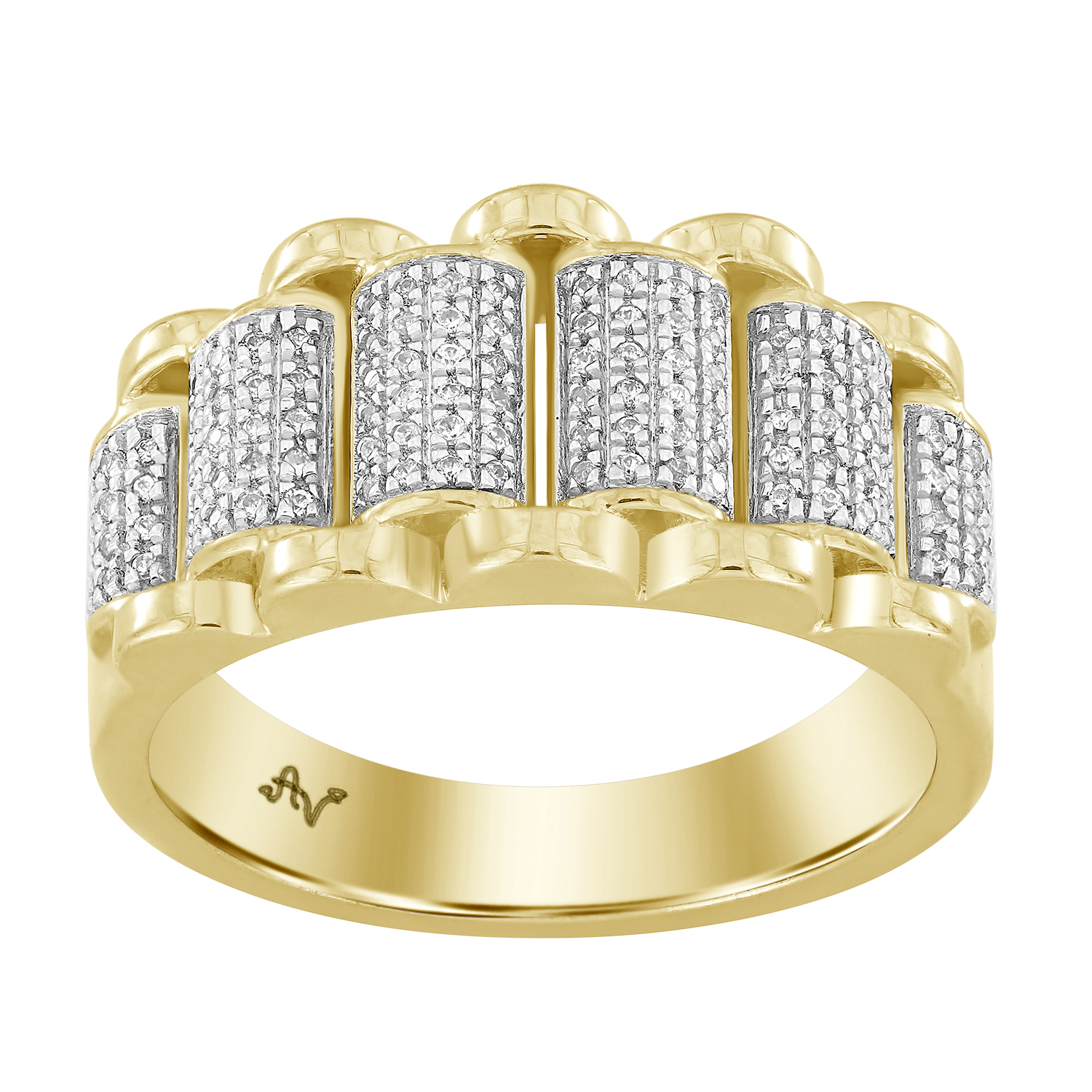 MEN'S RING 0.33CT ROUND DIAMOND 10K YELLOW GOLD - Image 1