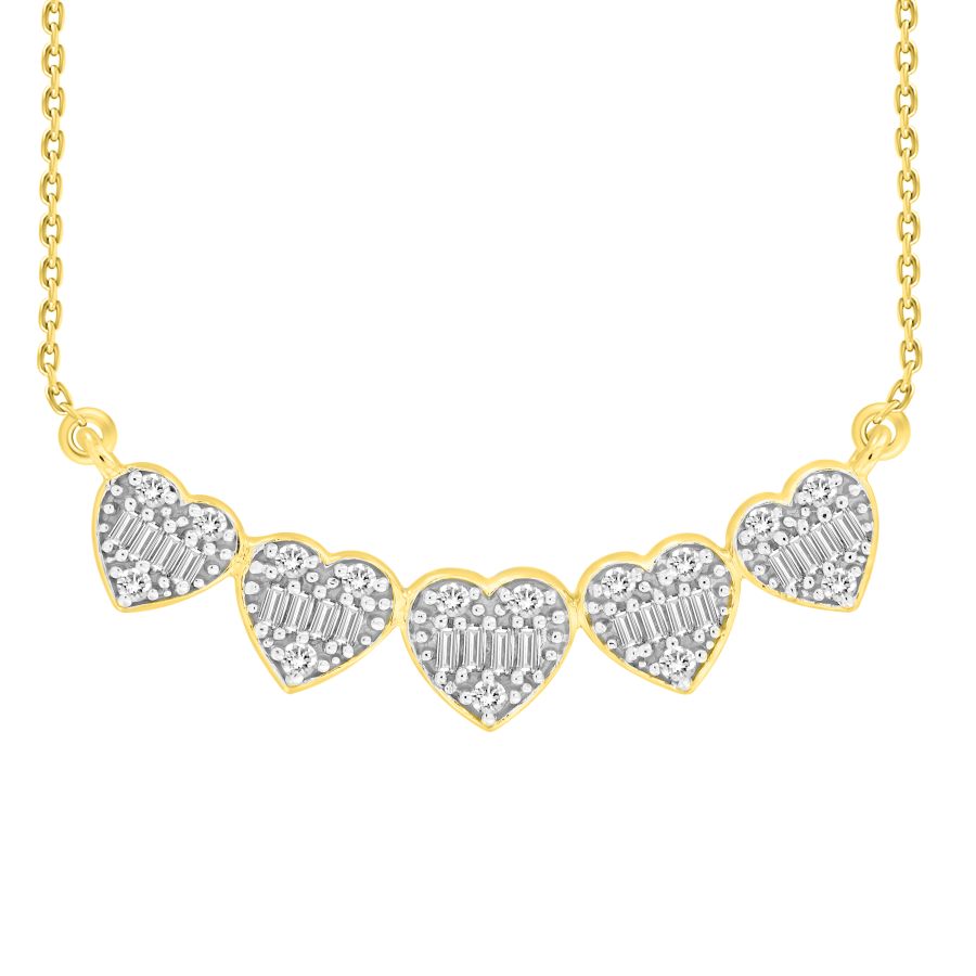 LADIES NECKLACE 0.25CT ROUND DIAMOND 14K YELLOW GOLD - Image 1